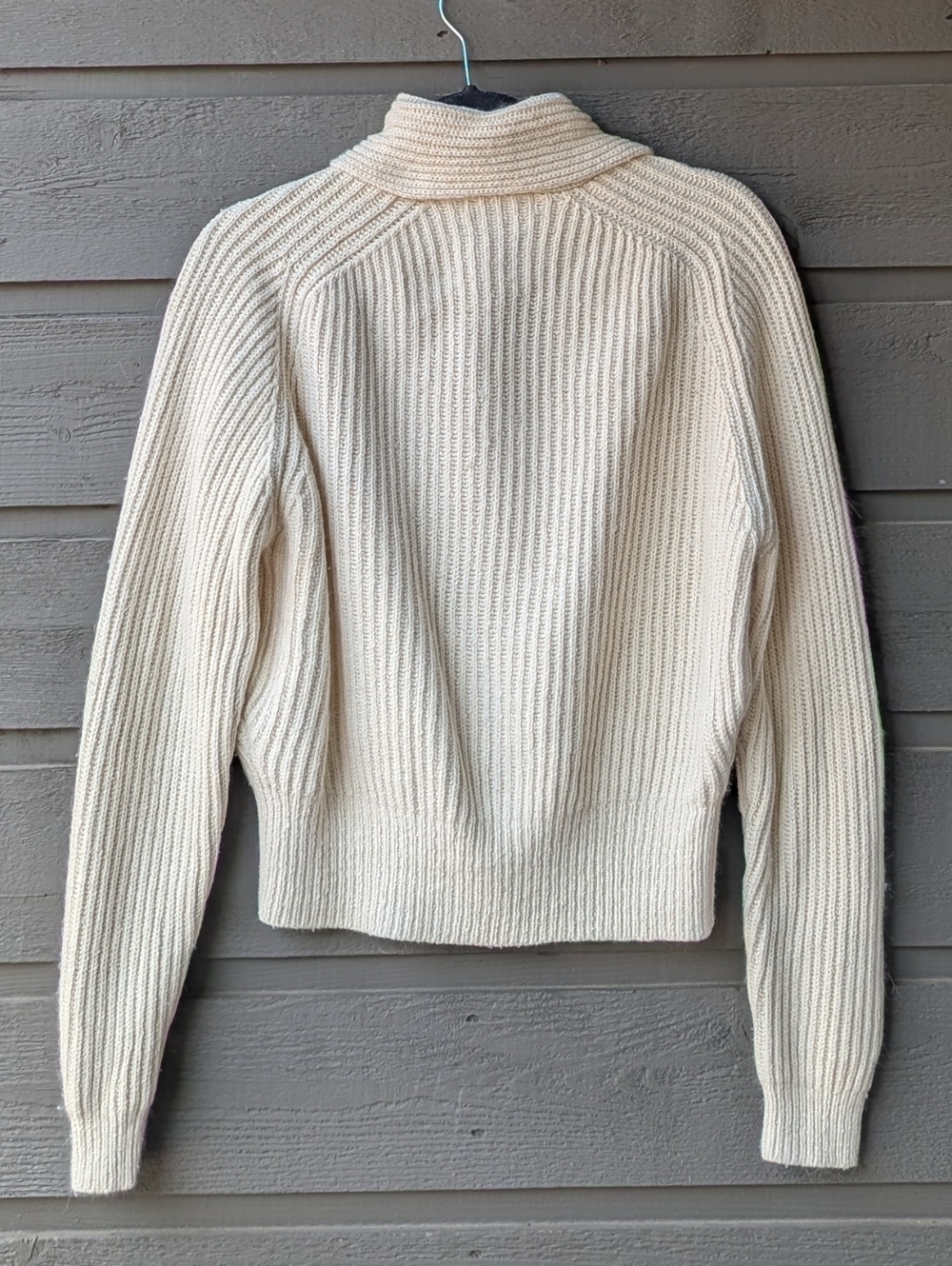 VTG 80s Liz Claiborne Collection Cream Ribbed Button-Front Cardigan Silk Angora - Picture 5 of 7